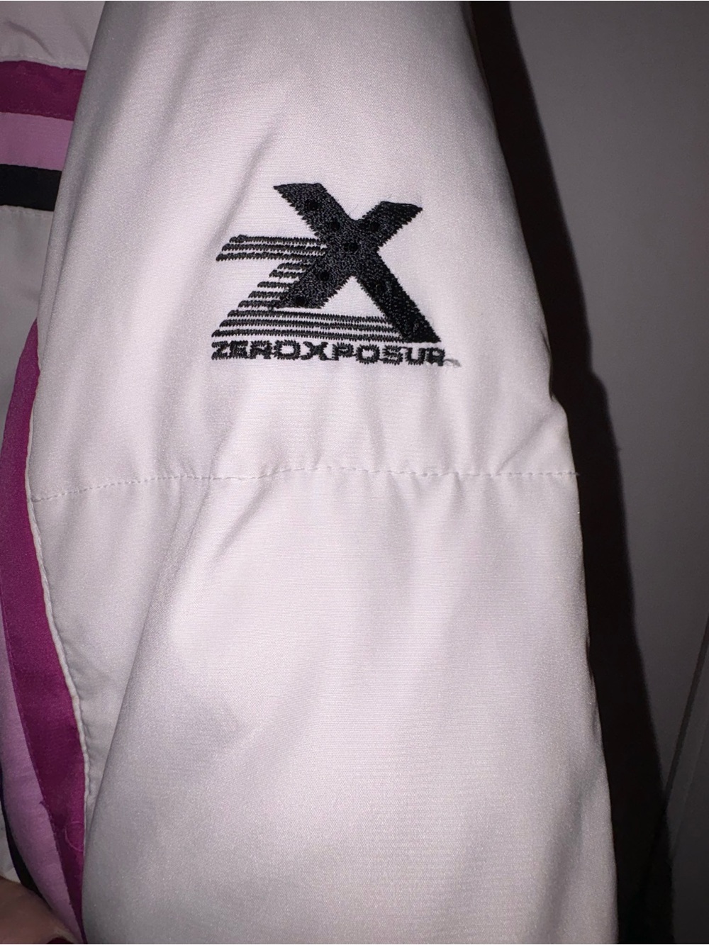 ZeroXposur White Puffer Jacket with Pink Stripe Accents - Picture 6 of 12